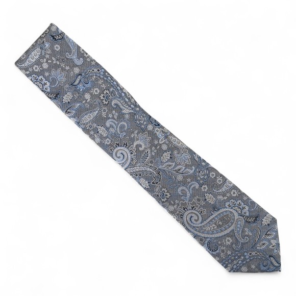 Perry Ellis Men's Jardan Paisley Tie Necktie Classic 3" Taupe Blue $55 - Picture 1 of 5